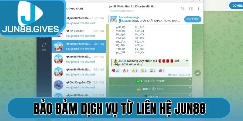 Bảo đảm dịch vụ từ liên hệ Jun88
