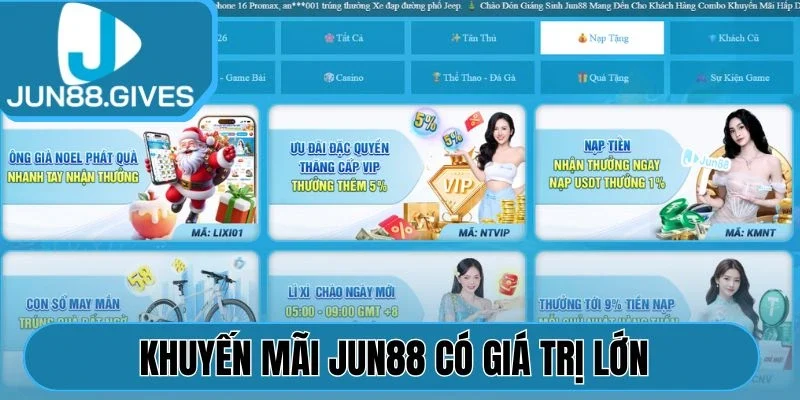 Khuyến mãi Jun88 có giá trị lớn