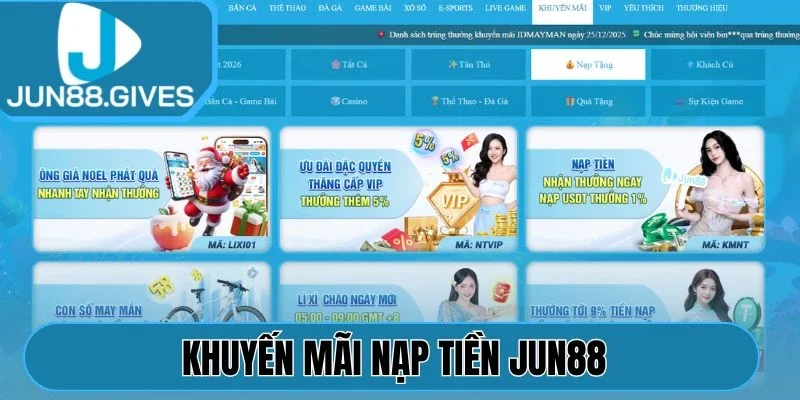 Khuyến mãi nạp tiền Jun88