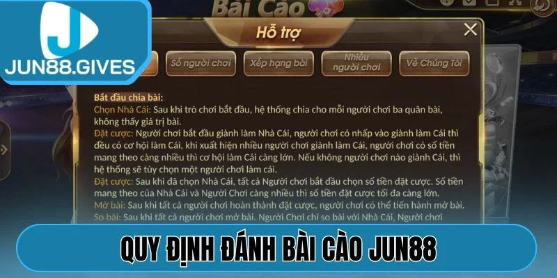 Quy định đánh Bài Cào Jun88