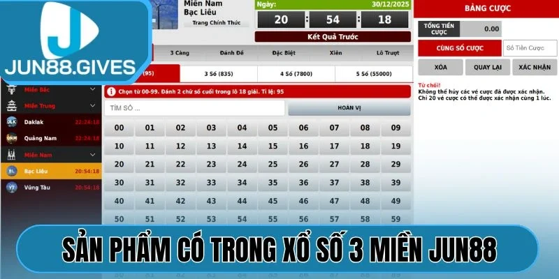 Sản phẩm có trong Xổ số 3 miền Jun88