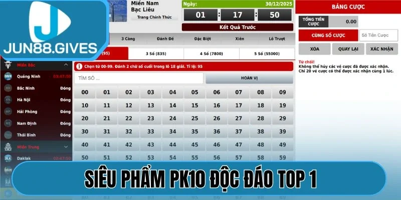 Siêu phẩm PK10 độc đáo top 1