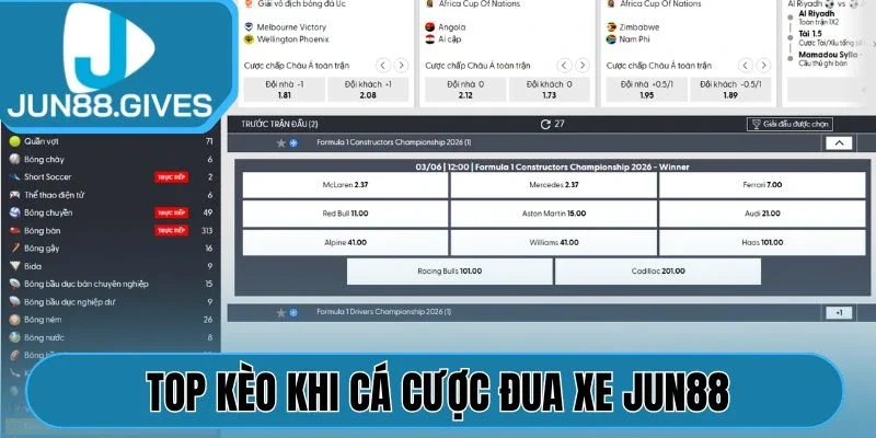 Top kèo khi cá cược đua xe Jun88