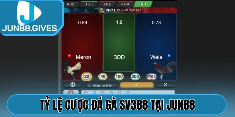 Tỷ lệ cược Đá gà SV388 Jun88