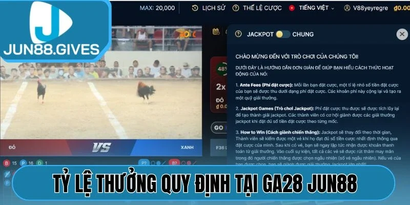 Tỷ lệ thưởng quy định tại GA28 Jun88