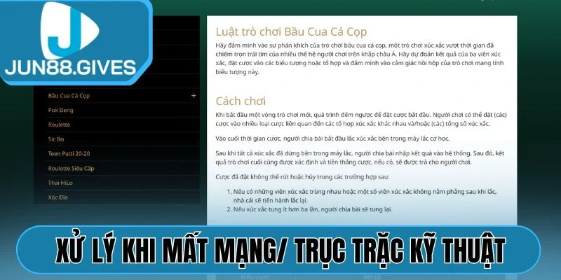 Cách xử lý khi mất mạng hoặc trục trặc kỹ thuật